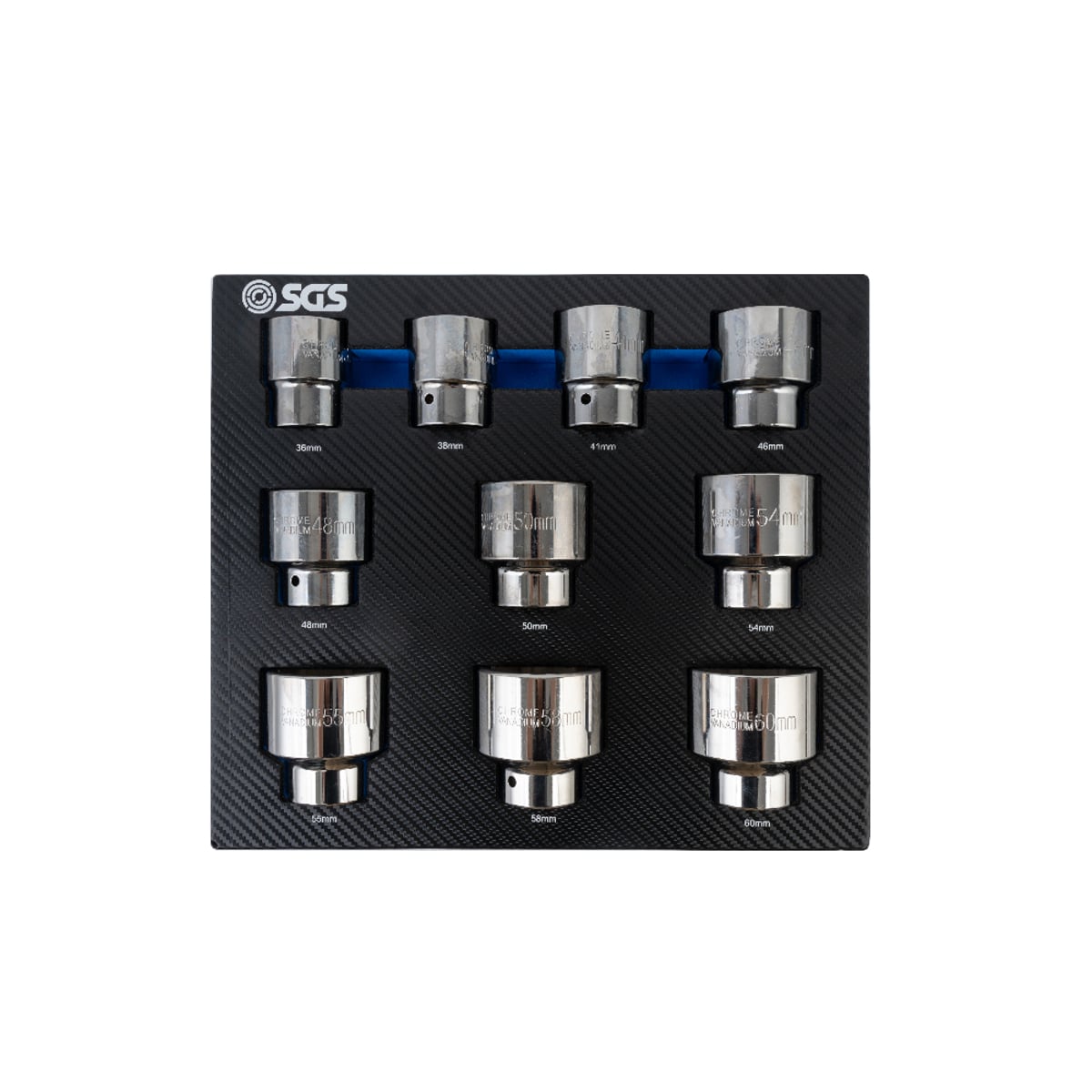 SGS 10pc 1in Drive Socket Set | 36mm-60mm | Foam Insert